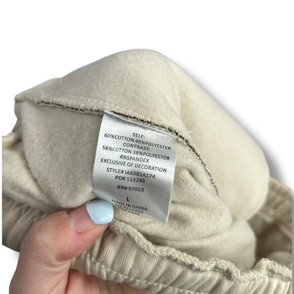 NEW Macy's Rebellious One Joggers Size Large Cream Tan Pinstripe Sweatpants FLAW - Picture 7 of 7